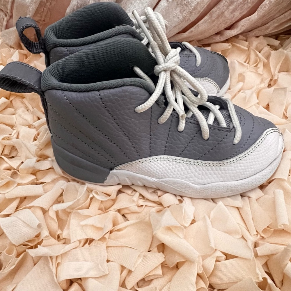 Jordan Retro 12 Gray and White Toddler Sneakers